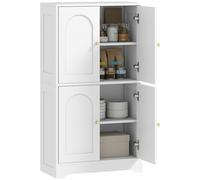HOMCOM Aparador de cocina, mueble de cocina despensa con 2 armarios, 4 puertas arqueadas, 2 estantes ajustables, con dispositivo antivuelco, 60 x 30 x 110 cm, para comedor, salón, color blanco