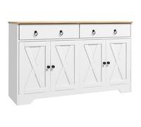 HOMCOM Aparador de Cocina Rústico con 2 Cajones y 2 Puertas Estantes Ajustables 120x40x90 cm Blanco Aosom España