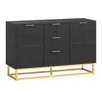 HOMCOM Aparador de Comedor Aparador para Salón con 3 Cajones 2 Puertas y Estante Ajustable Mueble Auxiliar Antivuelco 120x40x76 cm Negro
