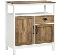 HOMCOM Aparador de Salón con 2 Puertas y Cajón 76,6x35x81,5cm Blanco y Marrón Dark gray, white
