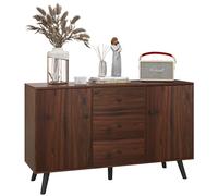 HOMCOM Aparador de Salón Aparador Buffet Mueble Auxiliar de Cocina con 2 Puertas y 3 Cajones para Comedor Dormitorio Oficina 127x40x76 cm Marrón