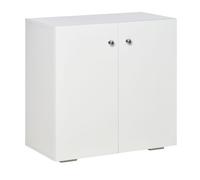 Homcom aparador de salón con 2 puertas armario auxiliar con 2 estantes para libros ropa juguetes estilo moderno 70x39x70 cm blanco