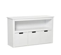 HomCom Aparador de salón 3 cajones extraíbles y estantes abiertos 102x33x61,5 cm Blanco
