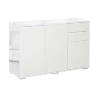 HOMCOM Aparador para Salón con 3 Puertas 2 Cajones y Estante Ajustable 117x36x74 cm Blanco BLANCO