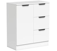 HOMCOM Aparador de Salón Estrecho con Puerta y 3 Cajones 60x30x70 cm Blanco Aosom España