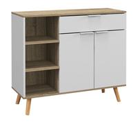 HOMCOM Aparador de Salón Moderno con 1 Cajón 95x35x85 cm Blanco y Natural