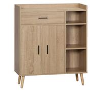 HOMCOM Aparador de salón moderno 2 puertas, 1 cajón, 3 estantes, 80x30x96,5 cm, natural