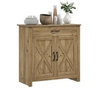 HOMCOM Aparador Estilo Granero Puerta Corrediza Madera Natural | Armario de cafetería, cajón, estante ajustable, cocina, sala de estar, entrada