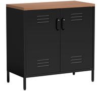 HOMCOM Aparador Metálico 80x40x80 cm Armario de Almacenamiento Industrial con 2 Puertas y Estante Ajustable para Salón Oficina Negro Aosom España