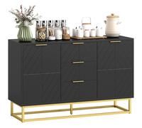 HOMCOM Aparador Moderno Aparador para Salón con 3 Cajones 2 Puertas y Estante Ajustable Mueble Auxiliar para Salón Antivuelco 120x40x76 cm Black 120x40x76cm