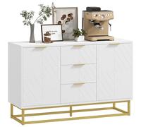 HOMCOM Aparador Moderno Aparador para Salón con 3 Cajones 2 Puertas y Estante Ajustable Mueble Auxiliar para Salón Cocina Antivuelco 120x40x76 cm Blanco