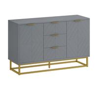 HOMCOM Aparador Moderno Aparador para Salón con 3 Cajones 2 Puertas y Estante Ajustable Mueble Auxiliar para Salón Cocina Antivuelco 120x40x76 cm Gris