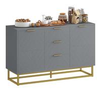 HOMCOM Aparador Moderno con 3 Cajones, 2 Puertas 120x40x76 cm Gris