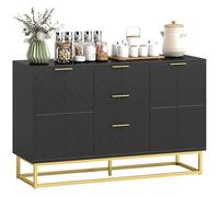 HOMCOM Aparador Moderno con 3 Cajones, 2 Puertas 120x40x76 cm Negro