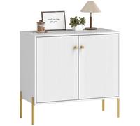 HOMCOM Aparador Moderno de 2 Puertas con Blanco 80x39,1x76 cm | Aparador de Salón, Estantes Ajustables, Encimera con Efecto Mármol, para Cocina, Entrada, Dormitorio