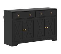 HOMCOM Aparador mueble de almacenamiento armario de cocina estilo rústico 2 cajones y 2 armarios estantes regulables negro