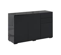 Homcom aparador para salón aparador de entrada con 3 puertas 2 cajones y estante ajustable armario de almacenamiento para cocina sala 117x36x74 cm negro