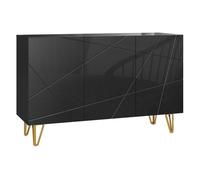 HOMCOM Aparador para Salón Aparador de Entrada con 3 Puertas y Estantes Ajustables Armario de Almacenamiento para Cocina Sala 120x40x75 cm Negro Brillo