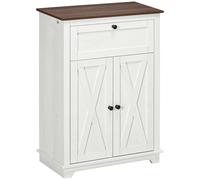 HOMCOM Aparador para Salón Armario de Almacenamiento con Puertas Dobles Cajón Estante Ajustable 60x30x87,4 cm Versátil Blanco Aosom España