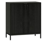 HOMCOM Aparador para Salón con 2 Puertas, Aparador de Cocina Moderno, Estante Ajustable y Base Elevada, para Comedor, Pasillo, Dormitorio, 80x40x90 cm, Negro