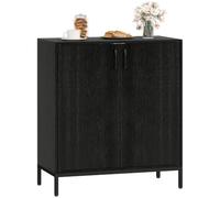 HOMCOM Aparador para Salón con 2 Puertas, Aparador de Cocina Moderno, Estante Ajustable y Base Elevada, para Comedor, Pasillo, Dormitorio, 80x40x90 cm, Negro