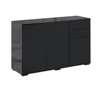HOMCOM Aparador para Salón con 3 Puertas 2 Cajones 117x36x74 cm Negro | Aparador de Entrada, Estante Ajustable, Armario de Almacenamiento, para Cocina Sala