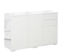 HOMCOM Aparador para Salón con 3 Puertas 2 Cajones y Estante Ajustable 117x36x74 cm Blanco BLANCO