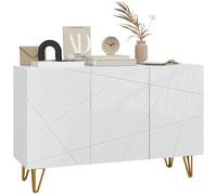 HOMCOM Aparador para Salón con 3 Puertas y Estantes Ajustables 120x40x75 cm Blanco