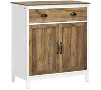 HOMCOM Aparador para Salón con Cajón 2 Puertas 78,5x39x89,4 cm Marrón | Armario de Almacenamiento, Estante Ajustable, para Dormitorio Comedor Cocina