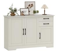 HOMCOM Aparador 3 puertas – 2 cajones, estante ajustable, cierre suave – Crema 120x38x79 cm