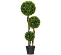 HOMCOM Árbol artificial boj con 3 bolas de hojas de bambú maceta incluida interior y exterior altura 110 cm verde
