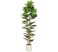 HOMCOM Árbol artificial de Ficus lyrata, planta artificial con 91 hojas, tronco de madera maciza, maceta, 55 x 55 x 180 cm, verde