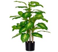 HOMCOM Planta Artificial Aglaonema 95 cm – 42 hojas, Verde para Hogar y Oficina
