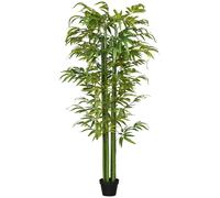 HOMCOM Árbol de Bambú Artificial en Maceta 180 cm Planta Artificial con 6 Botas Realistas Decoración para Interior Hogar Verde