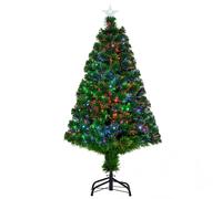 HOMCOM Árbol de Navidad 120cm Artificial Árbol de Pino Decoración Navideña con 16 LED de 3 Colores 130 Ramas Verde PVC Aosom España