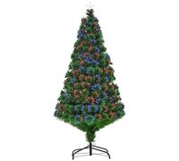 HOMCOM Árbol de Navidad 150cm con Soporte Fibra Óptica LED Multicolor