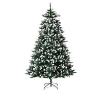 HOMCOM Arbol de Navidad de 2012 con Soporte Metalico Arbol 210 cm Puntas Blancas Artificial de Navidad Realista para Interiores Verde