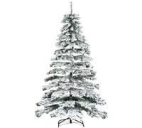 HOMCOM Árbol de Navidad 225 cm Nevado Artificial con 1083 Puntas de PVC Base Plegable y Soporte de Metal Ø140x225 cm Verde y Blanco Aosom España