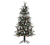 HOMCOM Árbol de Navidad Artificial 150 cm con 440 Ramas 39 Piñas y 39 Bayas Hojas de PVC PE Base Plegable y Soporte Metálico Verde Aosom España