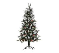 HOMCOM Árbol de Navidad Artificial 150 cm con 440 Ramas 39 Piñas y 39 Bayas Hojas de PVC PE Base Plegable y Soporte Metálico Verde Aosom España