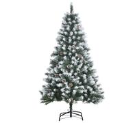 HOMCOM Árbol de Navidad Artificial 150cm con 41 Piñas Hojas de PVC Efecto Nieve Base Plegable y Soporte Metálico para Interiores Verde Aosom España