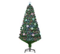 HOMCOM Árbol de Navidad Artificial 150cm con Luces LED Copos de Nieve y Fibra Óptica Decoración Navideña con Luces Multicolor Aosom España