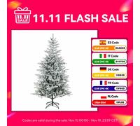 HOMCOM Árbol de Navidad Artificial 180 cm, Árbol de Navidad Nevado, Abeto Artificial con 1207 Ramas Articuladas, Base Plegable,