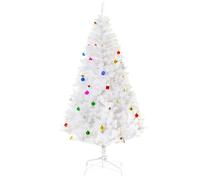 HOMCOM Árbol de Navidad Artificial 180 cm con 930 Ramas de PVC 48 Decoraciones Incluidas Ø105x180 Blanco Aosom España