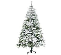 HomCom – Árbol de Navidad artificial 180 cm – Nieve, ignífugo, 750 ramas para interiores – Verde