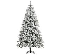 HOMCOM Árbol de Navidad Artificial 225 cm con Nieve Ignífugo con 1300 Ramas Apertura Automática Base Plegable y Soporte Metálico Decoración Navideña para Interiores Verde