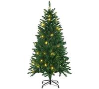 HOMCOM Árbol de Navidad Artificial Altura 150 cm Ignífugo con 502 Ramas 150 Luces LED IPX2 8 Modos Hojas de Plástico Base Plegable y Soporte Metálico Decoración Navideña para Interiores Verde