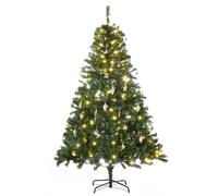 HOMCOM Árbol de Navidad Artificial Árbol de 180 cm con Luces Preinstaladas y Adornos Incluidos Ø112x180 cm Verde Aosom España