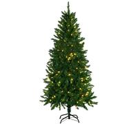 HOMCOM Árbol de Navidad Artificial con Luces Preinstaladas de 180 cm y 714 Ramas Decoración Navideña para Interior Verde Aosom España