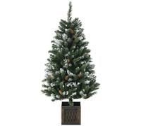 HOMCOM Árbol de Navidad Artificial con Maceta 120 cm Árbol de Navidad Nevado con 328 Ramas 20 Piñas y Soporte Metálico Decoración Navideña para Interiores Verde
